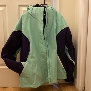 The North Face Ski Jacket, Sea Green & Dark Purple